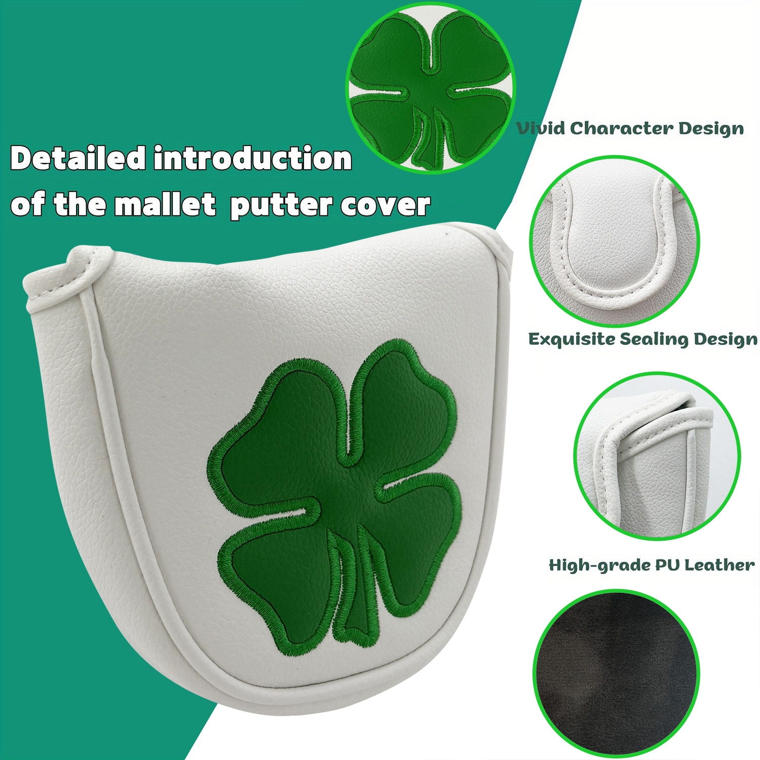 1pc Putter Head Cover, 'Clover - Golf Tees recension och pris